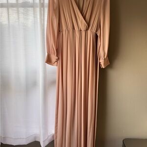 Baltic Born Elegant Nude Colored Maxi Wrap Dress